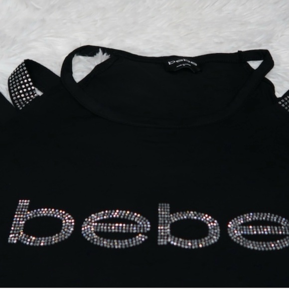 Bebe Rhinestone Cold Shoulder Top - Picture 3 of 8